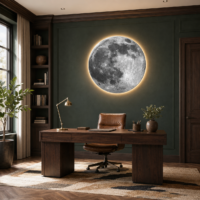 Tablou LED decorativ Luna Plina, 60 cm