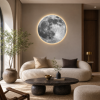 Tablou LED decorativ Luna Plina, 60 cm