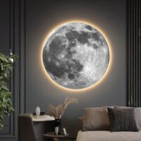 Tablou LED decorativ Luna Plina, 60 cm