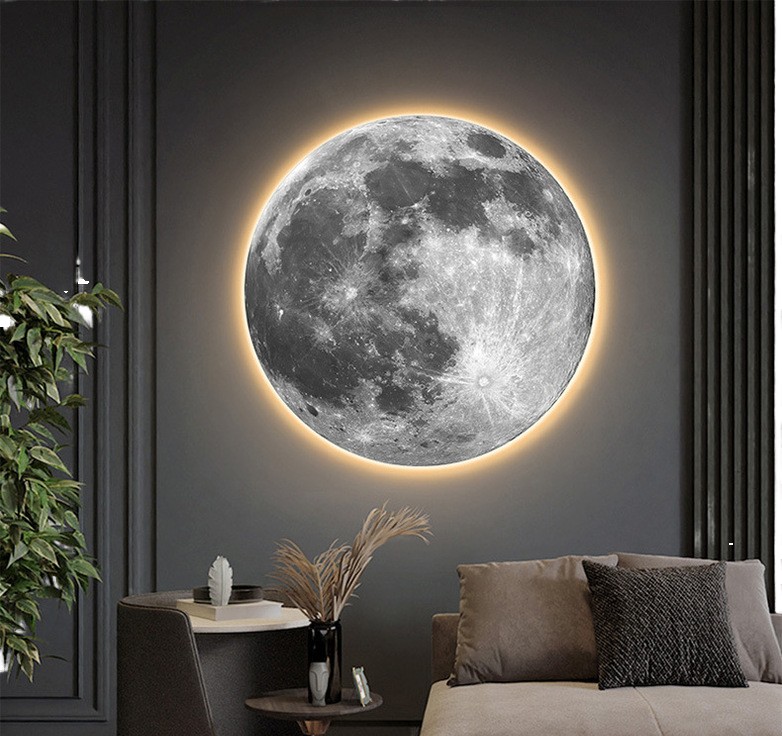 Tablou LED decorativ Luna Plina, 60 cm - Lumini de Poveste