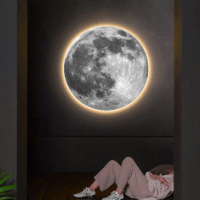 Tablou LED decorativ Luna Plina, 60 cm