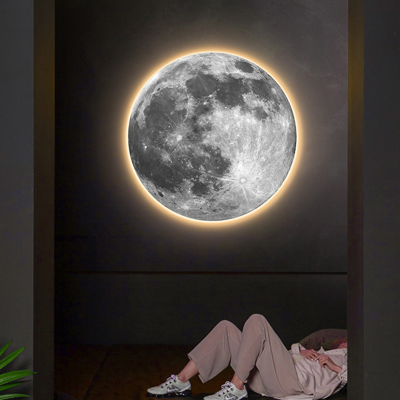 Tablou LED decorativ Luna Plina, 60 cm - Lumini de Poveste