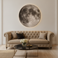 Tablou LED decorativ Luna Plina, 80 cm