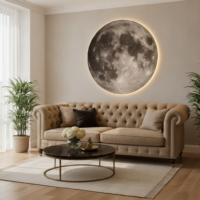 Tablou LED decorativ Luna Plina, 80 cm