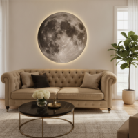 Tablou LED decorativ Luna Plina, 80 cm