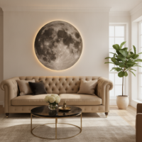 Tablou LED decorativ Luna Plina, 80 cm