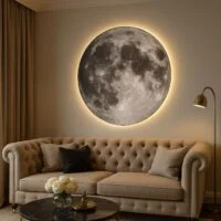 Tablou LED decorativ Luna Plina, 80 cm