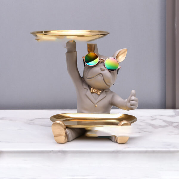 Decoratiune suport (figurina) Dog Butler Gri LDP4318