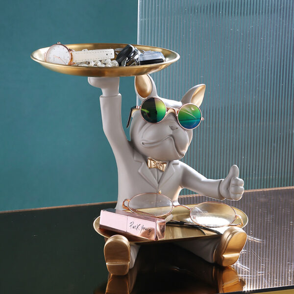 Decoratiune suport (figurina) Dog Butler Gri LDP4318
