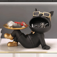 Decoratiune suport (figurina) Dog Butler Negru LDP5001