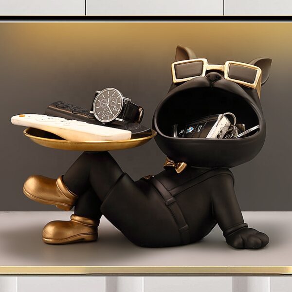 Decoratiune suport (figurina) Dog Butler Negru LDP5001