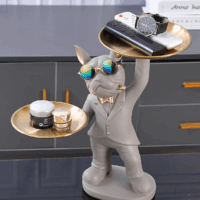 Decoratiune suport (figurina) Dog Butler Gri LDP4090
