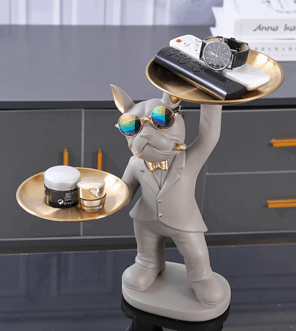 Decoratiune suport (figurina) Dog Butler Gri LDP4090