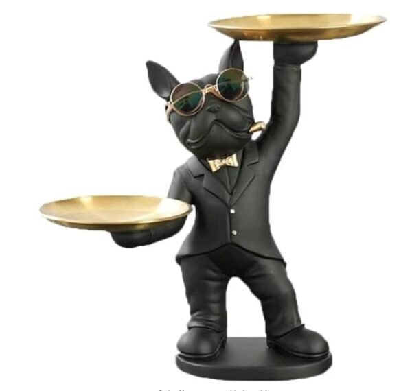 Decoratiune suport (figurina) Dog Butler Negru LDP4090