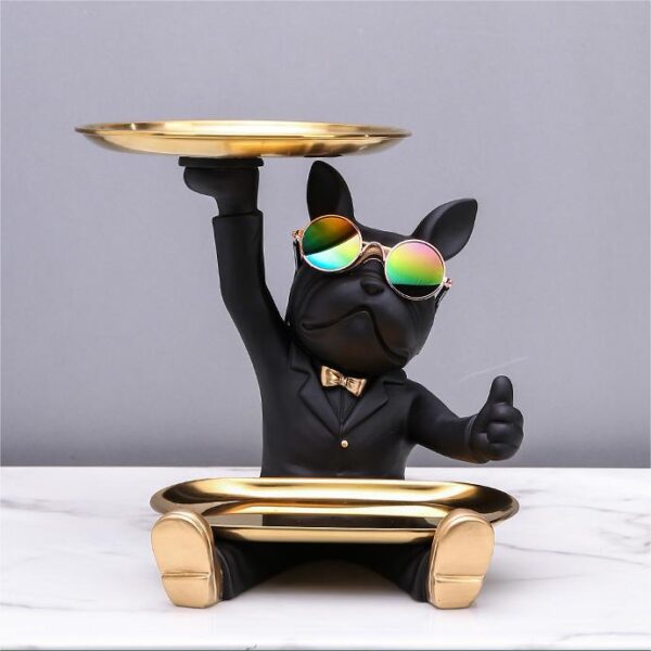 Decoratiune suport (figurina) Dog Butler Negru LDP4318