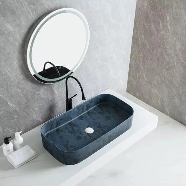Poza pentru Lavoar pe blat, Ceramica, Albastru, Marble LDPHY806475D86