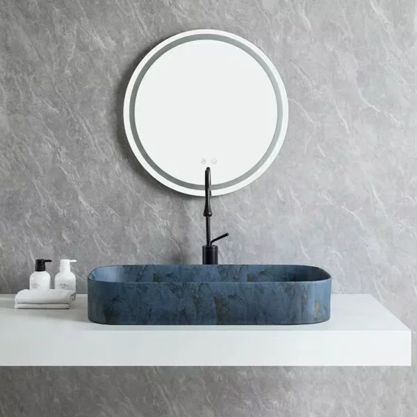 Poza pentru Lavoar pe blat, Ceramica, Albastru, Marble LDPHY806475D86