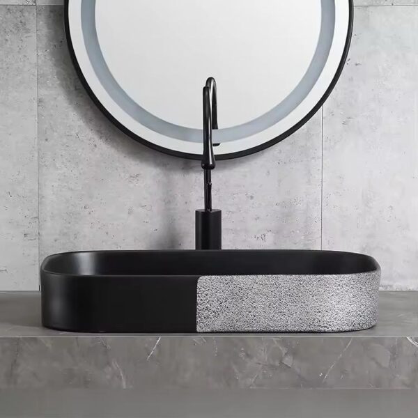 Lavoar pe blat, Ceramica, Negru, Argintiu, LDPHY806465P1