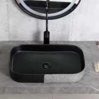 Lavoar pe blat, Ceramica, Negru, Argintiu, LDPHY806465P1