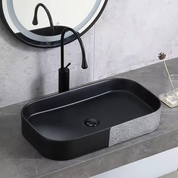 Lavoar pe blat, Ceramica, Negru, Argintiu, LDPHY806465P1