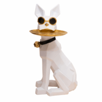 Masuta suport (figurina) Bulldog Alb cu tava aurie