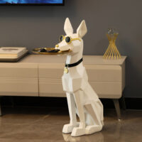 Masuta suport (figurina) Ory Dog Alb cu tava aurie