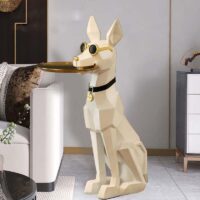 Masuta suport (figurina) Ory Dog Alb cu tava aurie