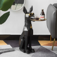 Masuta suport (figurina) Ory Dog Negru cu tava aurie