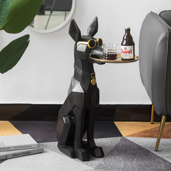 Masuta suport (figurina) Ory Dog Negru cu tava aurie