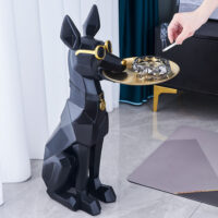 Masuta suport (figurina) Ory Dog Negru cu tava aurie