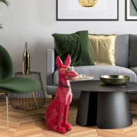 Masuta suport (figurina) Ory Dog Rosu cu tava aurie