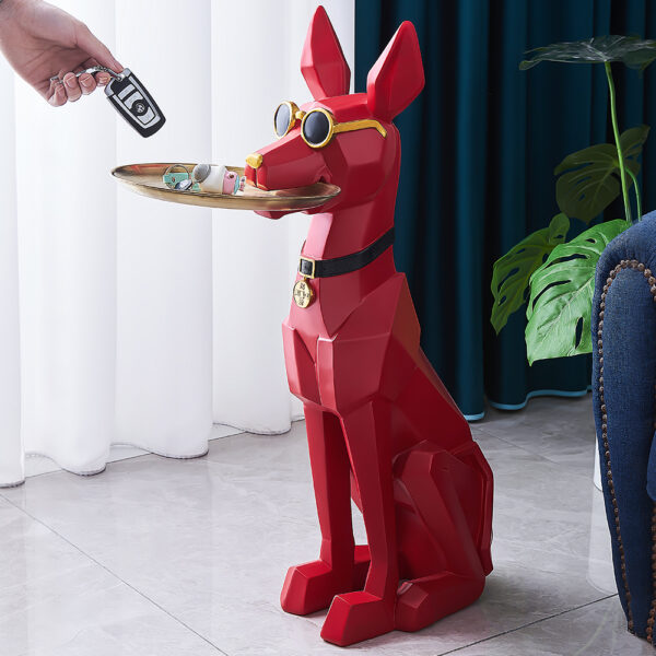 Masuta suport (figurina) Ory Dog Rosu cu tava aurie