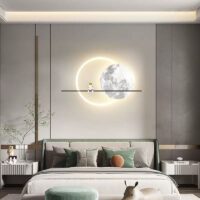 Tablou LED decorativ Spatial – Luna si Astronaut