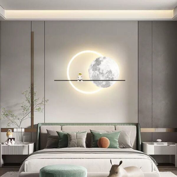 Tablou LED decorativ Spatial – Luna si Astronaut