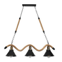 Candelabru Rustic Industrial Rope 3 Negru (Sfoara)