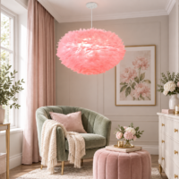 Candelabru cu pene naturale Puff Mini Roz