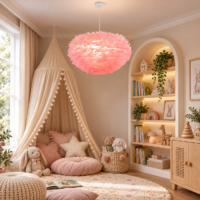 Candelabru cu pene naturale Puff Mini Roz