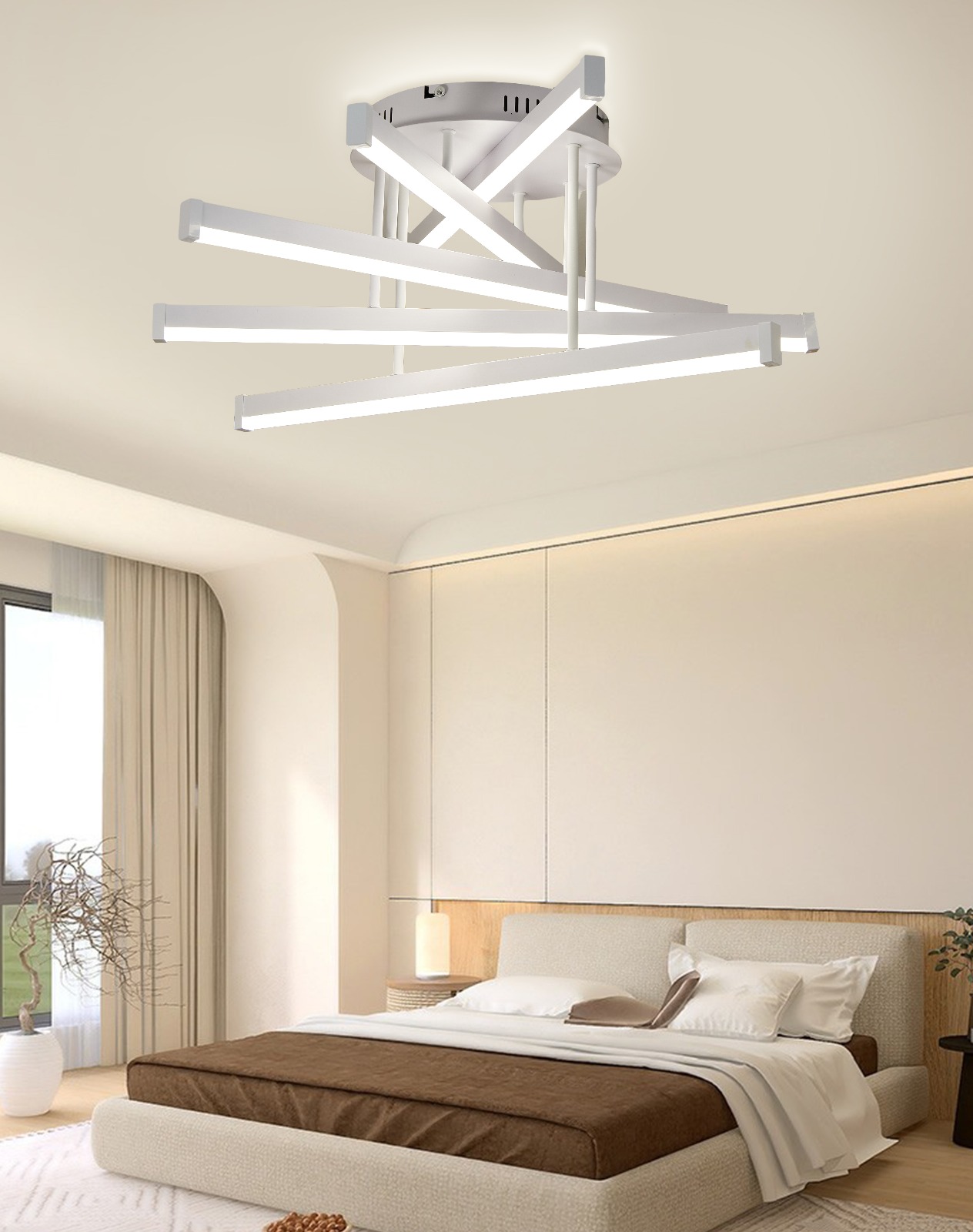 Lustra LED Dormitor 120W Crosslight White 5 Lustra LED Dormitor 120W Crosslight White 5