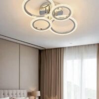Lustra LED dormitor 72W Rings 4 Cercuri Argintiu Glam
