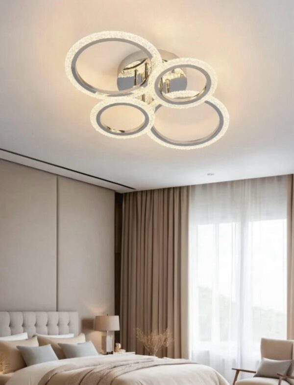 Lustra LED dormitor 72W Rings 4 Cercuri Argintiu Glam