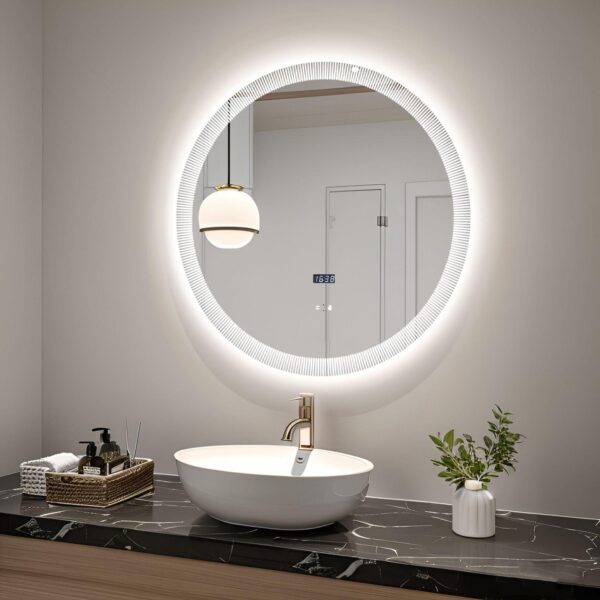 Oglinda LED baie Radiance, Dezaburire, Ceas, 70cm, LDPJ191