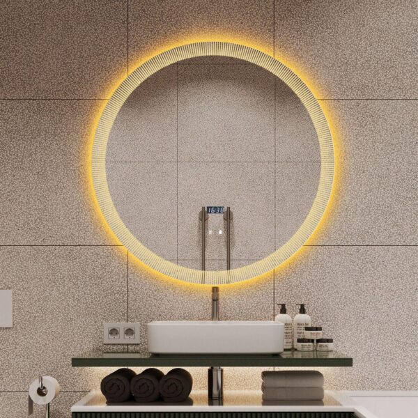 Oglinda LED baie Radiance, Dezaburire, Ceas, 70cm, LDPJ191
