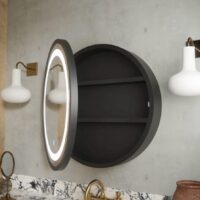 Oglinda LED cu depozitare (dulap negru) 50 cm