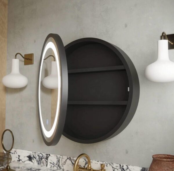 Oglinda LED cu depozitare (dulap negru) 50 cm