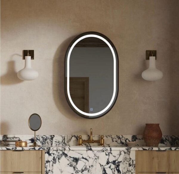 Oglinda LED cu depozitare (dulap negru) 50x80 cm