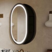 Oglinda LED cu depozitare (dulap negru) 50x80 cm