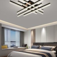 Lustra LED 144W Zig Zag Negru Mini Glam 6, Telecomanda