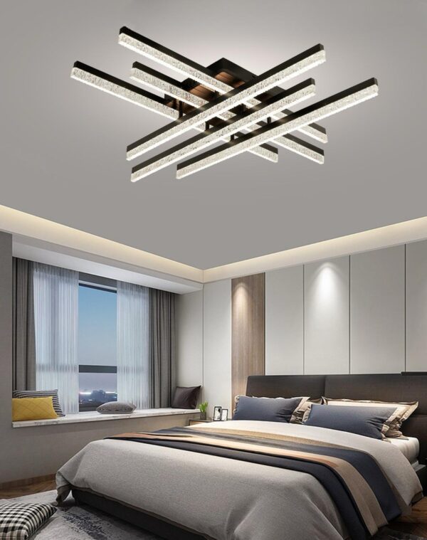 Lustra LED 144W Zig Zag Negru Mini Glam 6, Telecomanda