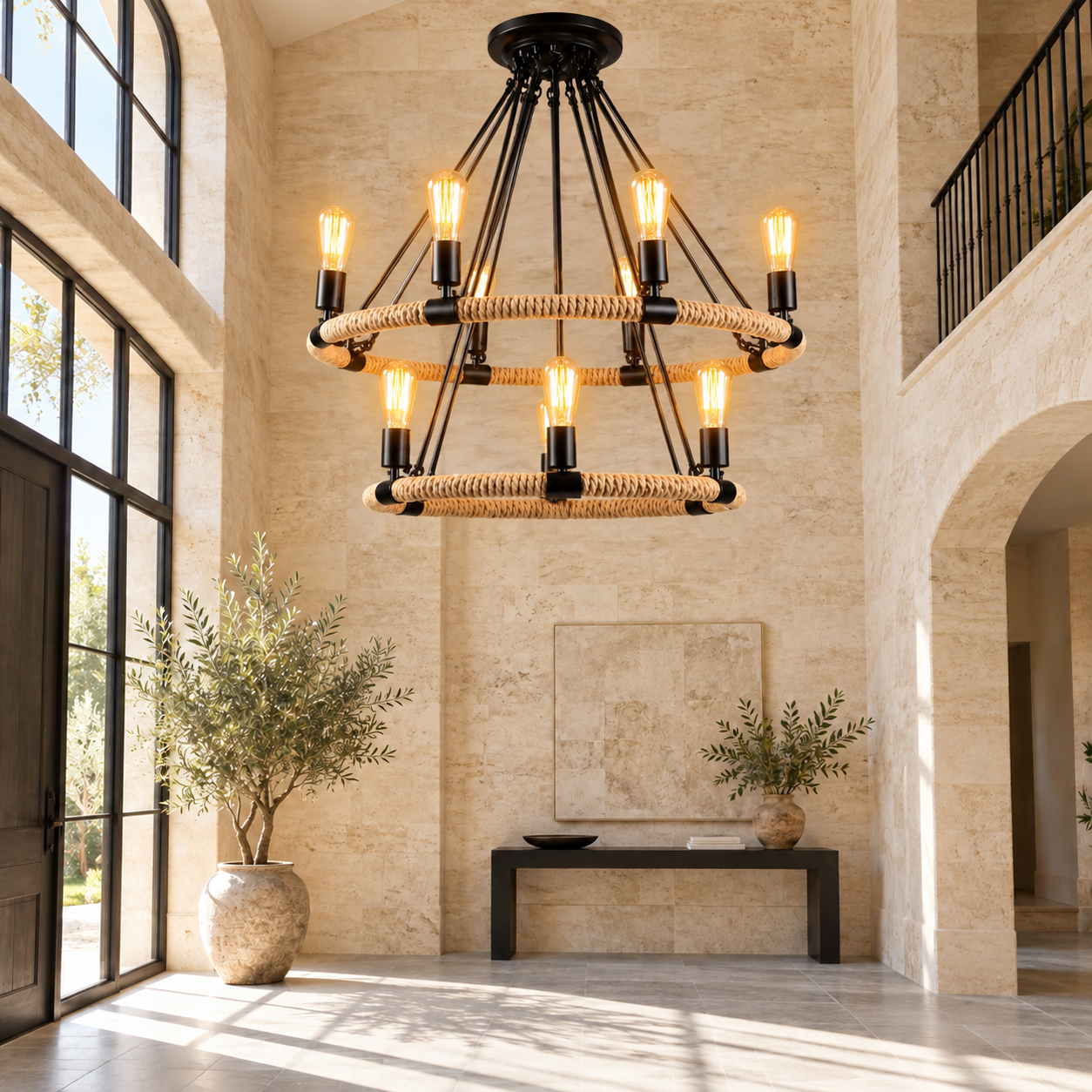 Candelabru Rustic Rope 60+40 Candelabru Rustic Rope 60+40