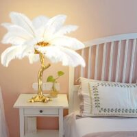 Veioza cu pene naturale White G9